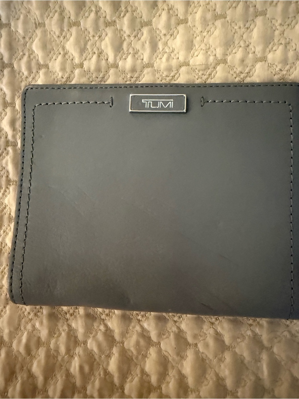 Tumi Leather Passport Holder in Charcoal Black